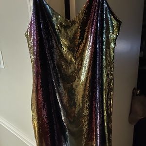 *NEW* Wild Fable Sequin Multicolored Thin Strapped Cocktail Party Dress L